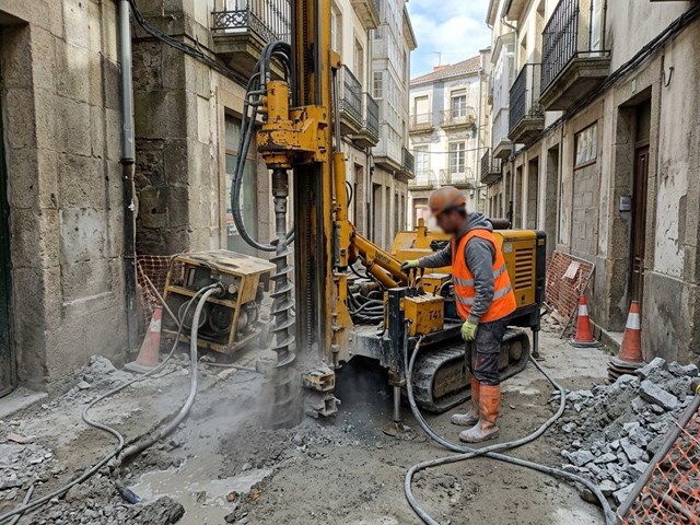 Perforamos en plena ciudad sin complicaciones con maquinaria Beretta T41 en entornos urbanos de Vigo