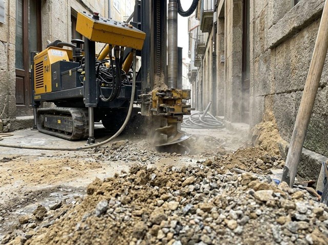 Realizamos perforaciones con maquinaria compacta Beretta en edificios históricos de Santiago - Imagen 1
